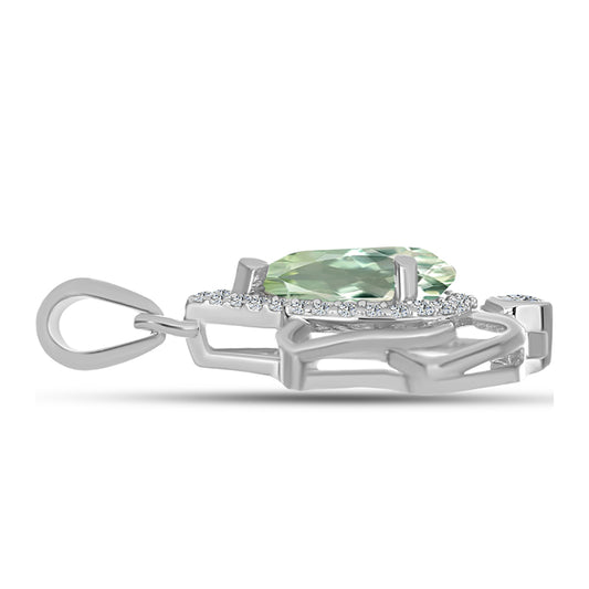 Colgante de Plata con Amatista Verde y Topacio Blanco