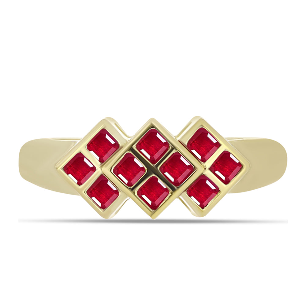 Anillo de Plata Bañada en Oro con Rubí de Madagascar 1 