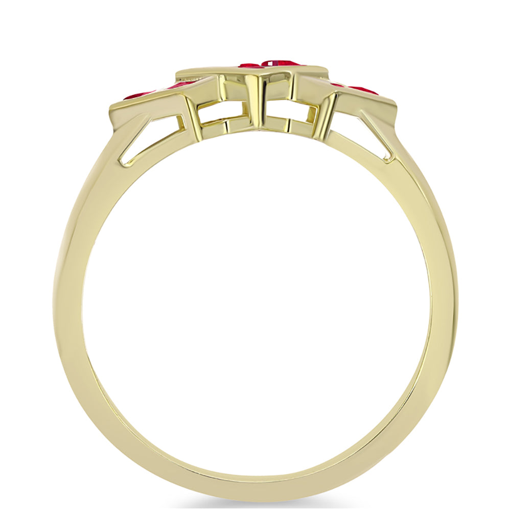 Anillo de Plata Bañada en Oro con Rubí de Madagascar 2 