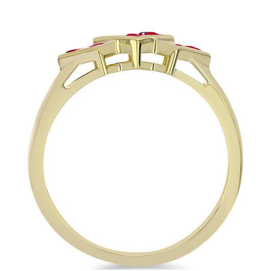 Anillo de Plata Bañada en Oro con Rubí de Madagascar