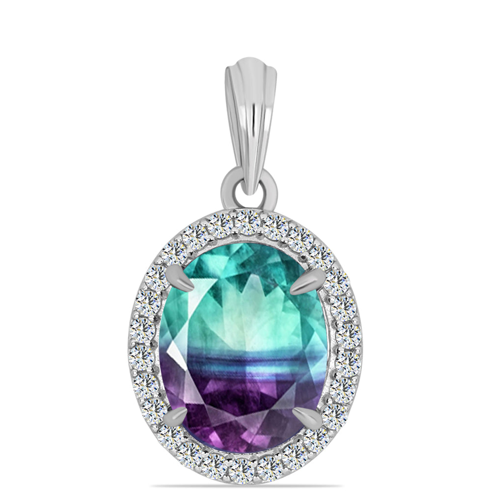 Colgante de Plata con Fluorita cebra y Topacio Blanco