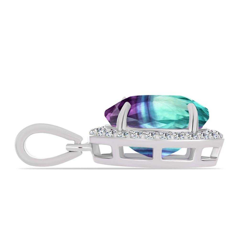Colgante de Plata con Fluorita cebra y Topacio Blanco