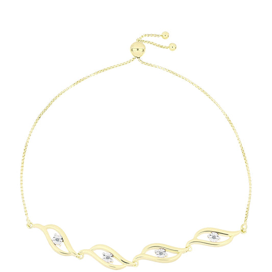 Pulsera de Plata Bañada en Oro con Diamante blanco