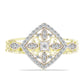 Anillo de Plata Bañada en Oro con Diamante blanco y Topacio Blanco
