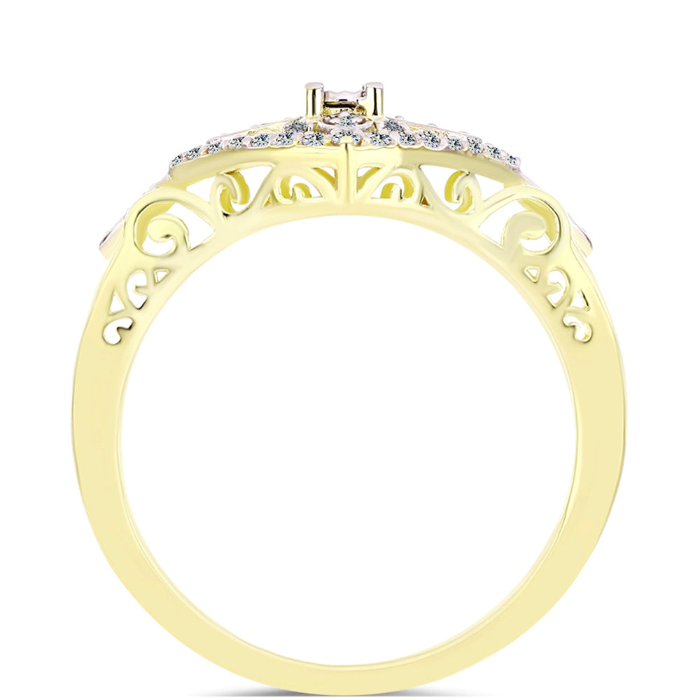 Anillo de Plata Bañada en Oro con Diamante blanco y Topacio Blanco