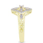 Anillo de Plata Bañada en Oro con Diamante blanco y Topacio Blanco