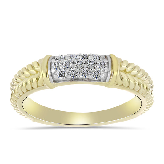 Anillo de Plata Bañada en Oro con Diamante blanco