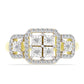 Anillo de Plata Bañada en Oro con Diamante blanco y Topacio Blanco