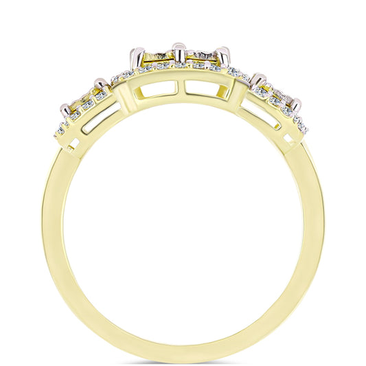 Anillo de Plata Bañada en Oro con Diamante blanco y Topacio Blanco
