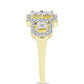 Anillo de Plata Bañada en Oro con Diamante blanco y Topacio Blanco