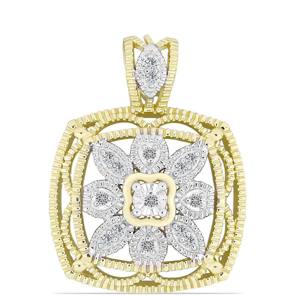 Colgante de Plata Bañada en Oro con Diamante blanco y Topacio Blanco 1 