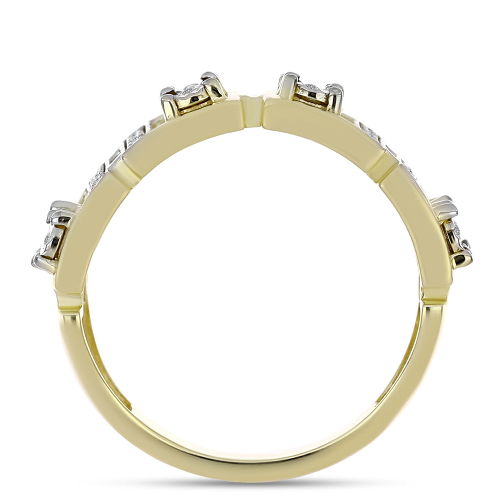 Anillo de Plata Bañada en Oro con Diamante blanco y Topacio Blanco 2 