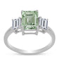 Anillo de Plata con Amatista Verde y Topacio Blanco