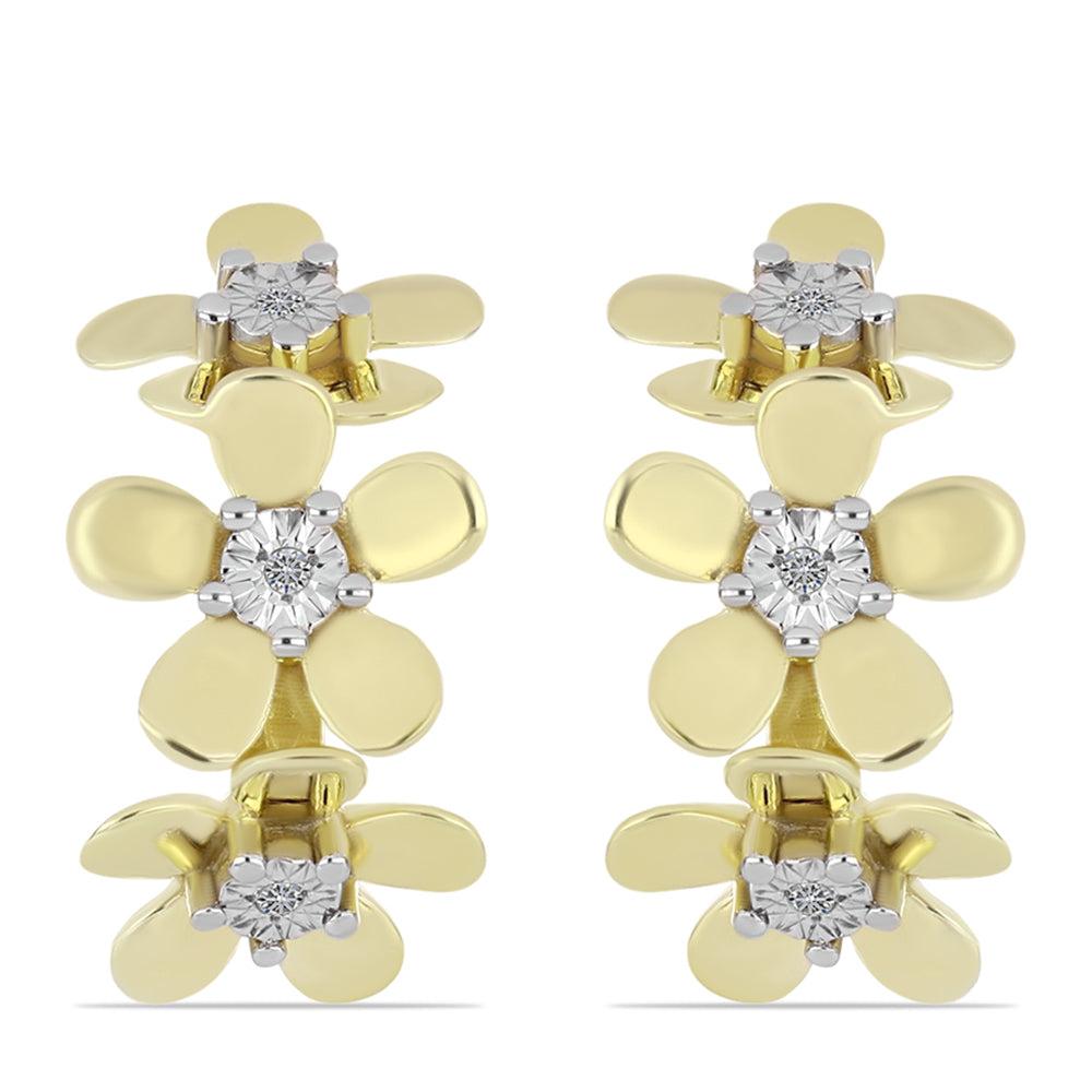 Pendientes de Plata Bañada en Oro con Diamante blanco 1 