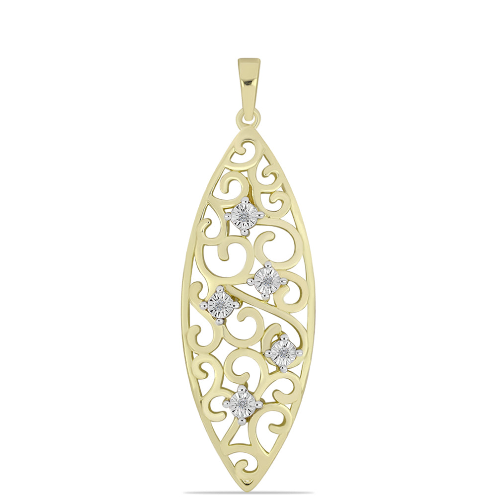 Colgante de Plata Bañada en Oro con Diamante blanco 1 