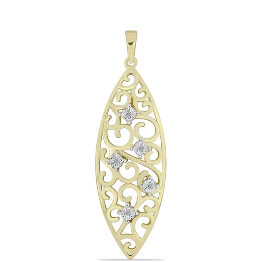 Colgante de Plata Bañada en Oro con Diamante blanco