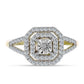Anillo de Plata Bañada en Oro con Diamante blanco y Topacio Blanco
