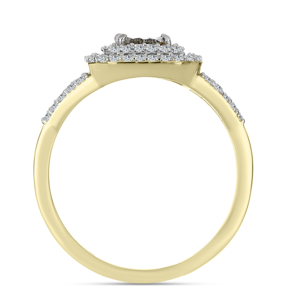 Anillo de Plata Bañada en Oro con Diamante blanco y Topacio Blanco 2 