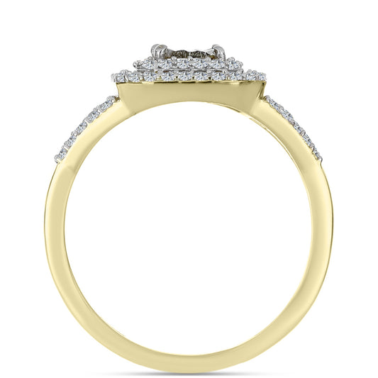 Anillo de Plata Bañada en Oro con Diamante blanco y Topacio Blanco