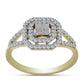 Anillo de Plata Bañada en Oro con Diamante blanco y Topacio Blanco