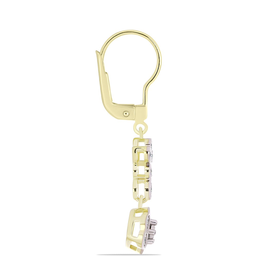 Pendientes de Plata Bañada en Oro con Diamante blanco y Topacio Blanco 2 