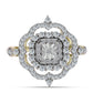 Anillo de Plata Bañada en Oro con Diamante blanco y Topacio Blanco