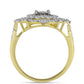 Anillo de Plata Bañada en Oro con Diamante blanco y Topacio Blanco
