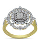 Anillo de Plata Bañada en Oro con Diamante blanco y Topacio Blanco
