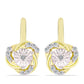 Pendientes de Plata Bañada en Oro con Diamante blanco y Topacio Blanco