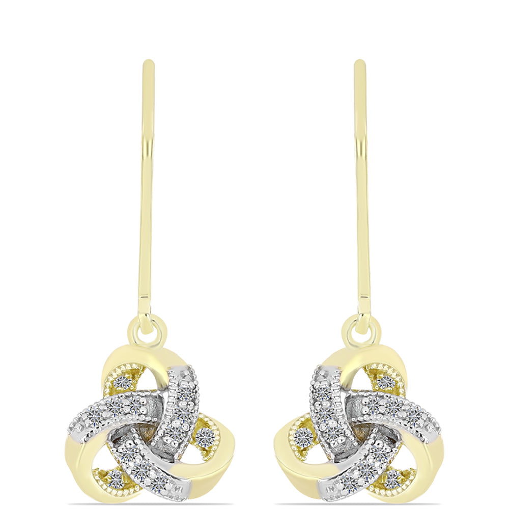 Pendientes de Plata Bañada en Oro con Diamante blanco