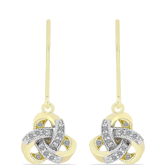 Pendientes de Plata Bañada en Oro con Diamante blanco