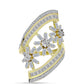 Anillo de Plata Bañada en Oro con Diamante blanco y Zircón Blanco