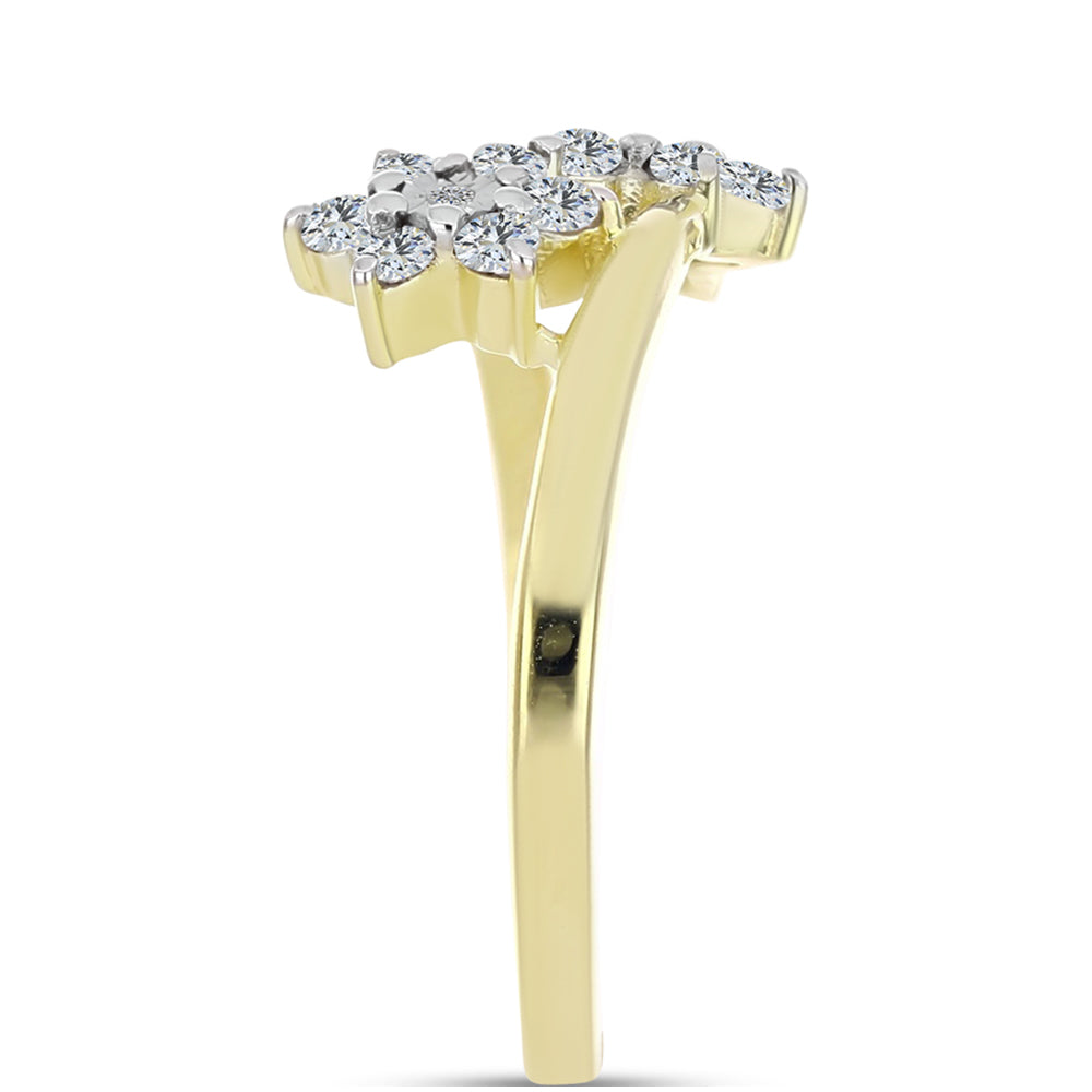 Anillo de Plata Bañada en Oro con Diamante blanco y Topacio Blanco 4 