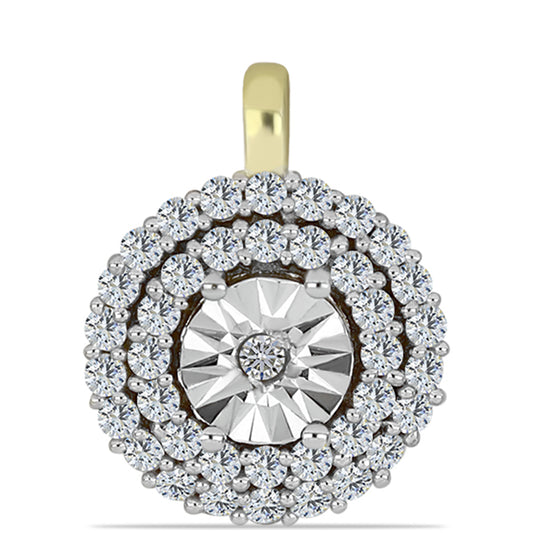 Colgante de Plata Bañada en Oro con Diamante blanco y Topacio Blanco