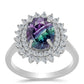 Anillo de Plata con Fluorita cebra y Topacio Blanco