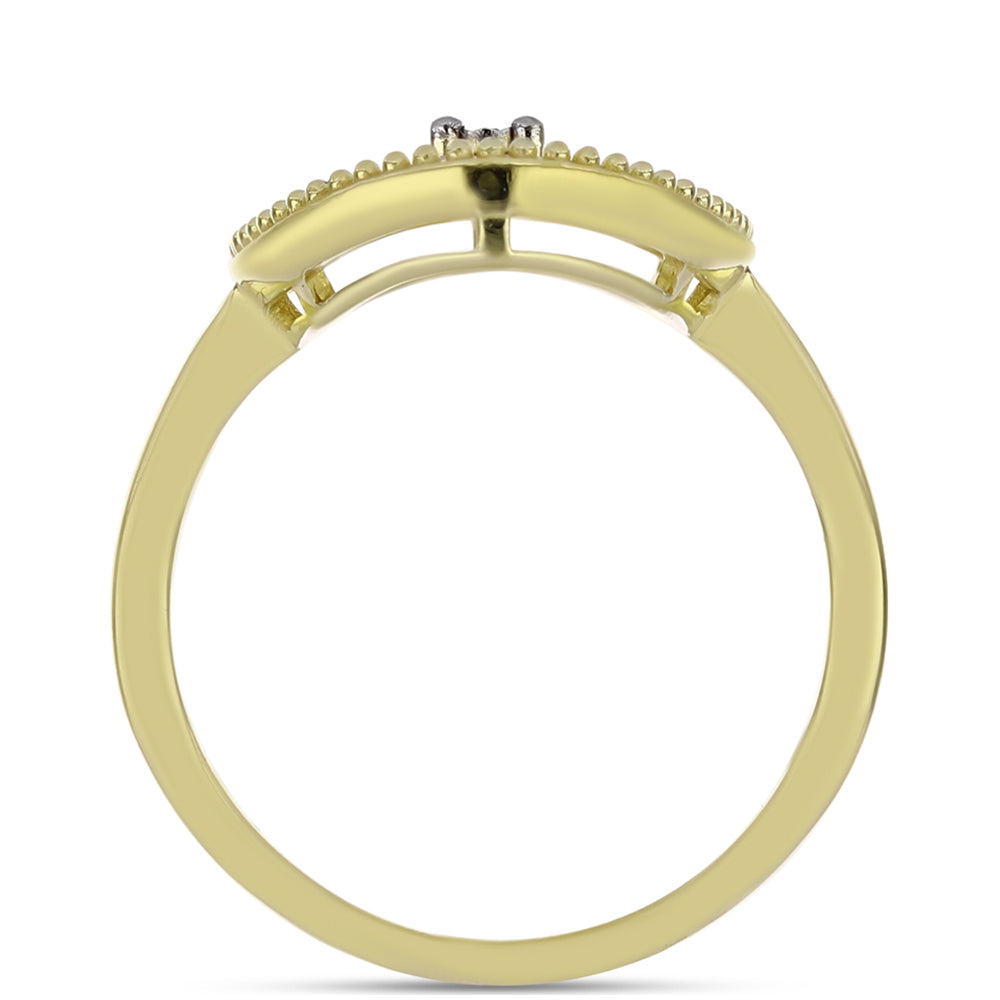 Anillo de Plata Bañada en Oro con Diamante blanco y Topacio Blanco