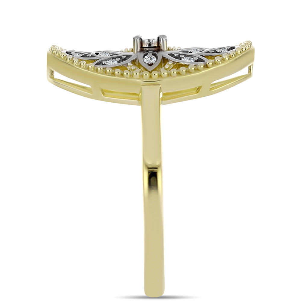 Anillo de Plata Bañada en Oro con Diamante blanco y Topacio Blanco