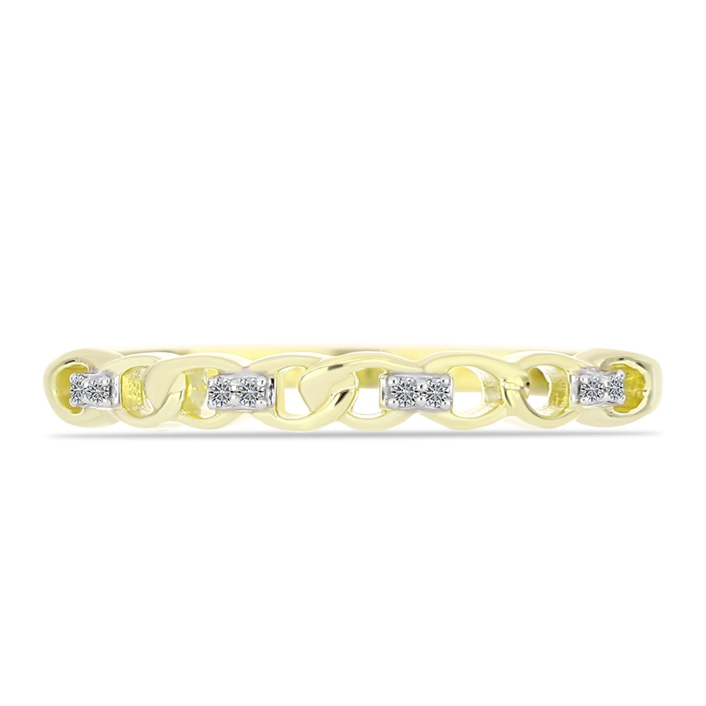 Anillo de Plata Bañada en Oro con Diamante blanco