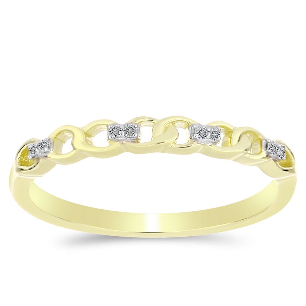 Anillo de Plata Bañada en Oro con Diamante blanco 1 