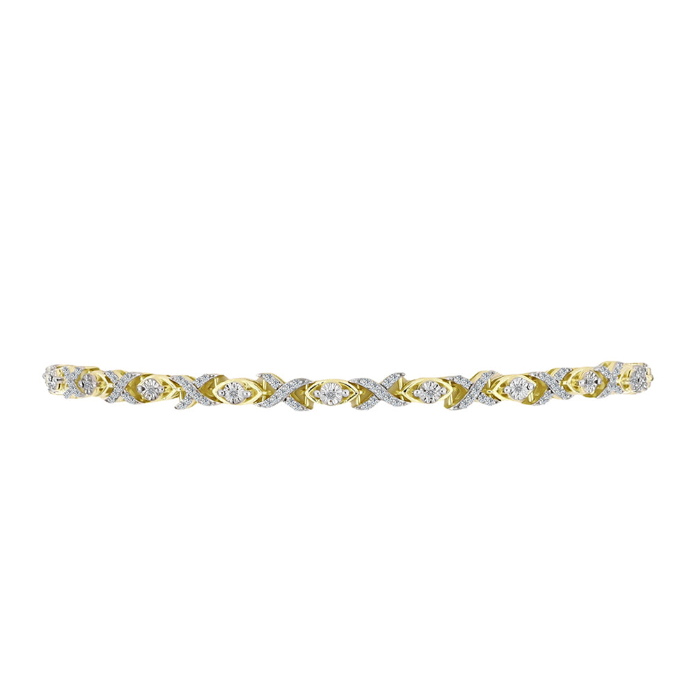 Pulsera de Plata Bañada en Oro con Diamante blanco y Topacio Blanco
