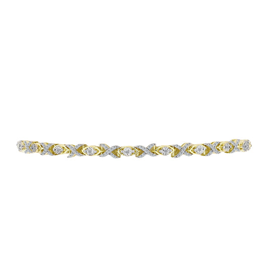 Pulsera de Plata Bañada en Oro con Diamante blanco y Topacio Blanco