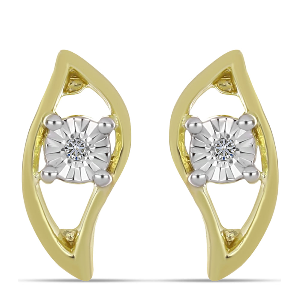 Pendientes de Plata Bañada en Oro con Diamante blanco