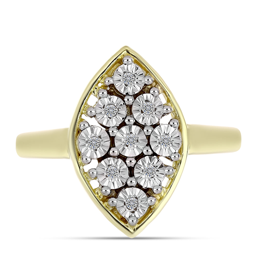 Anillo de Plata Bañada en Oro con Diamante blanco 1 