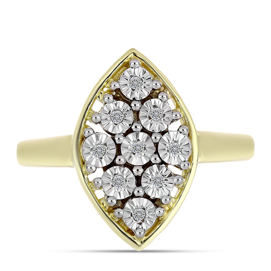 Anillo de Plata Bañada en Oro con Diamante blanco