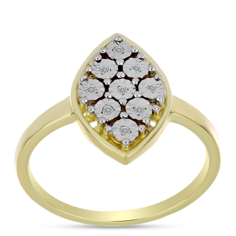 Anillo de Plata Bañada en Oro con Diamante blanco 3 