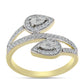 Anillo de Plata Bañada en Oro con Diamante blanco y Topacio Blanco