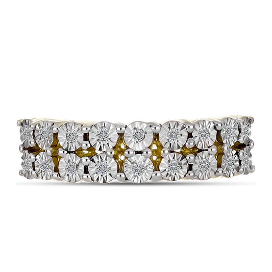 Anillo de Plata Bañada en Oro con Diamante blanco
