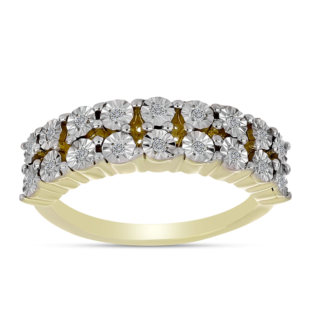 Anillo de Plata Bañada en Oro con Diamante blanco