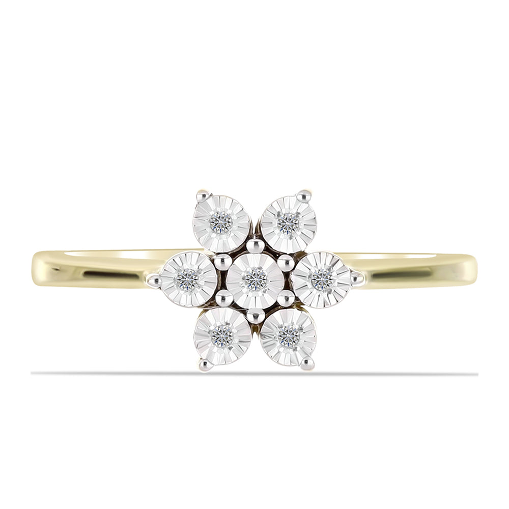 Anillo de Plata Bañada en Oro con Diamante blanco