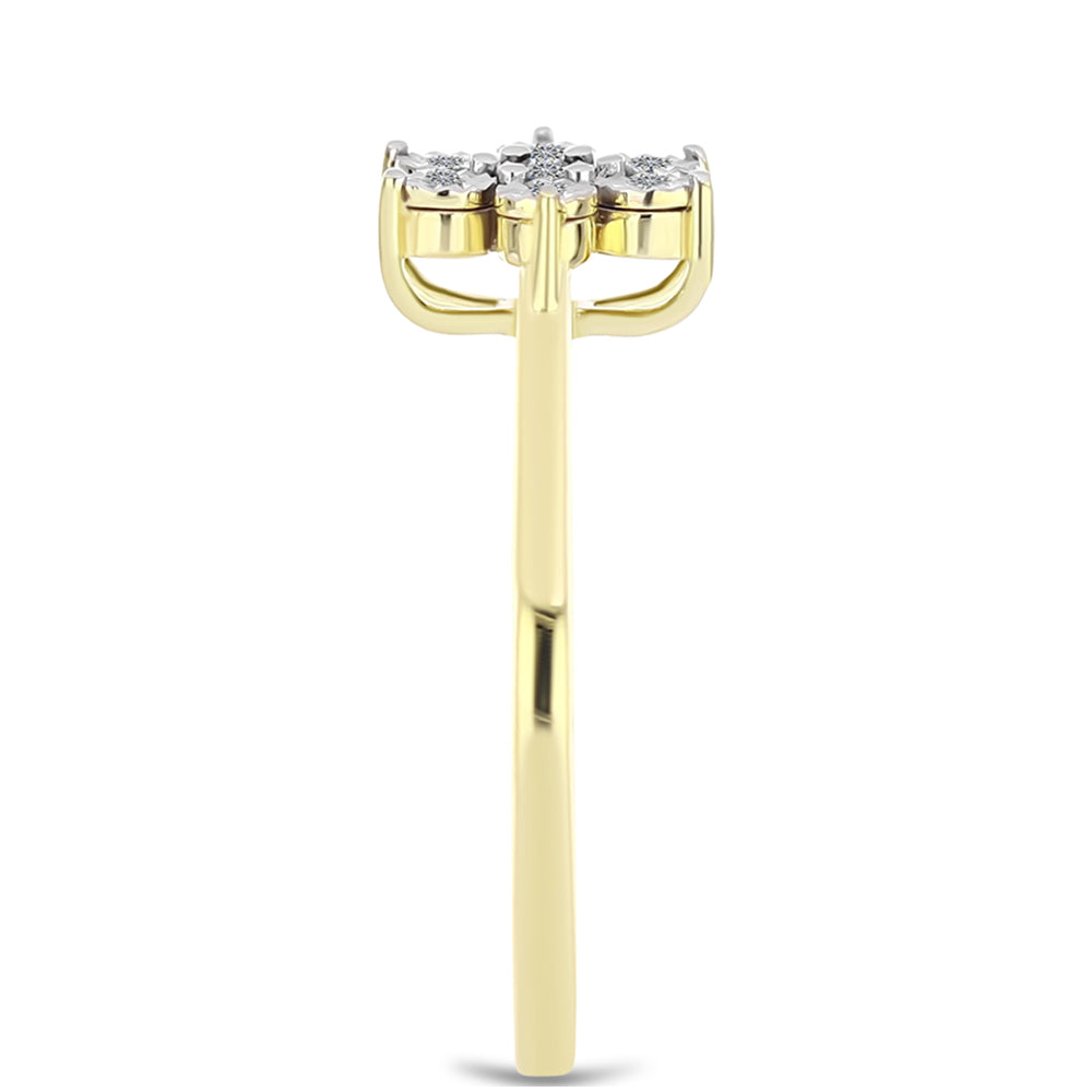 Anillo de Plata Bañada en Oro con Diamante blanco 4 